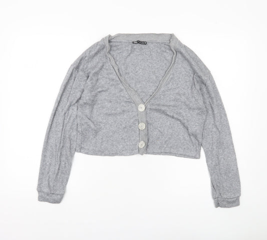 Womens UK Size S Zara Grey Cardigan Jumper