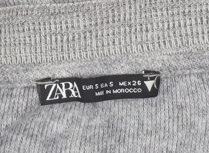 Womens UK Size S Zara Grey Cardigan Jumper