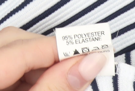 Missguided Women’s White Striped Bodycon Dress Size 6 Off Shoulder