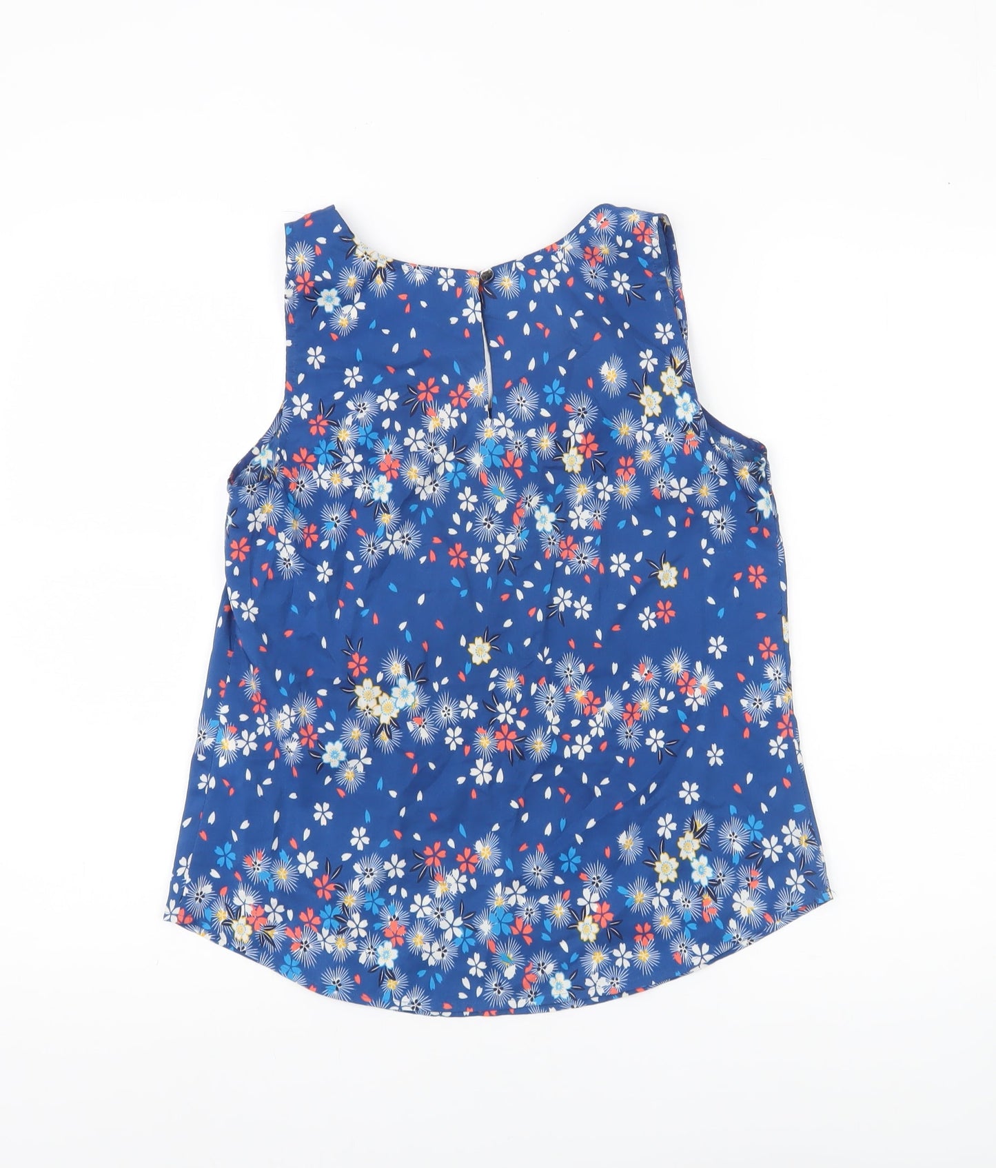 Oasis Womens Blue Floral Sleeveless Blouse UK 10 Scoop Neck