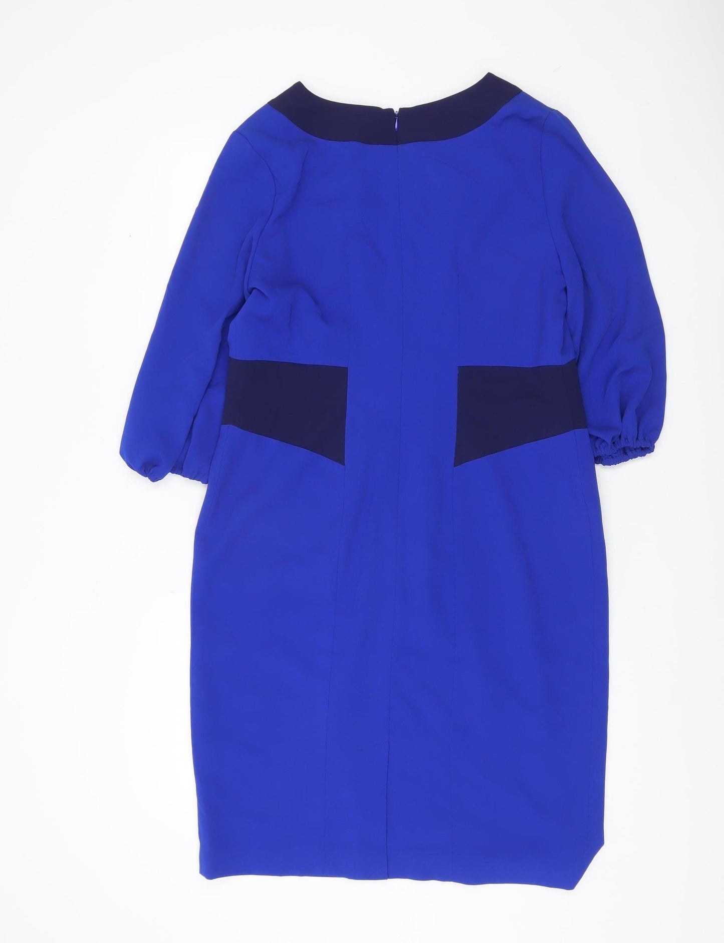 Trinny & Susannah Women’s Blue Sheath Dress Size 14 V-Neck 3/4 Sleeve