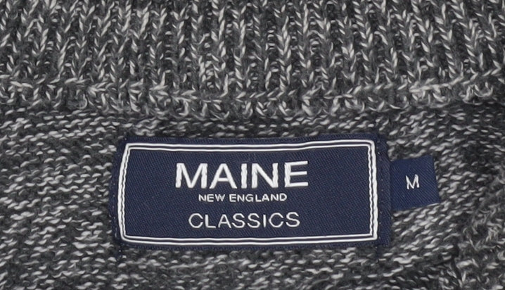 Maine New England Mens Grey Wool Blend 1/4 Zip High Neck Jumper M