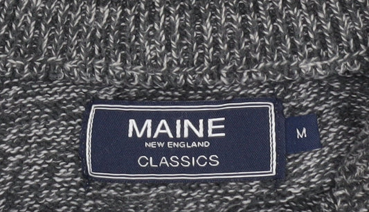 Maine New England Mens Grey Wool Blend 1/4 Zip High Neck Jumper M
