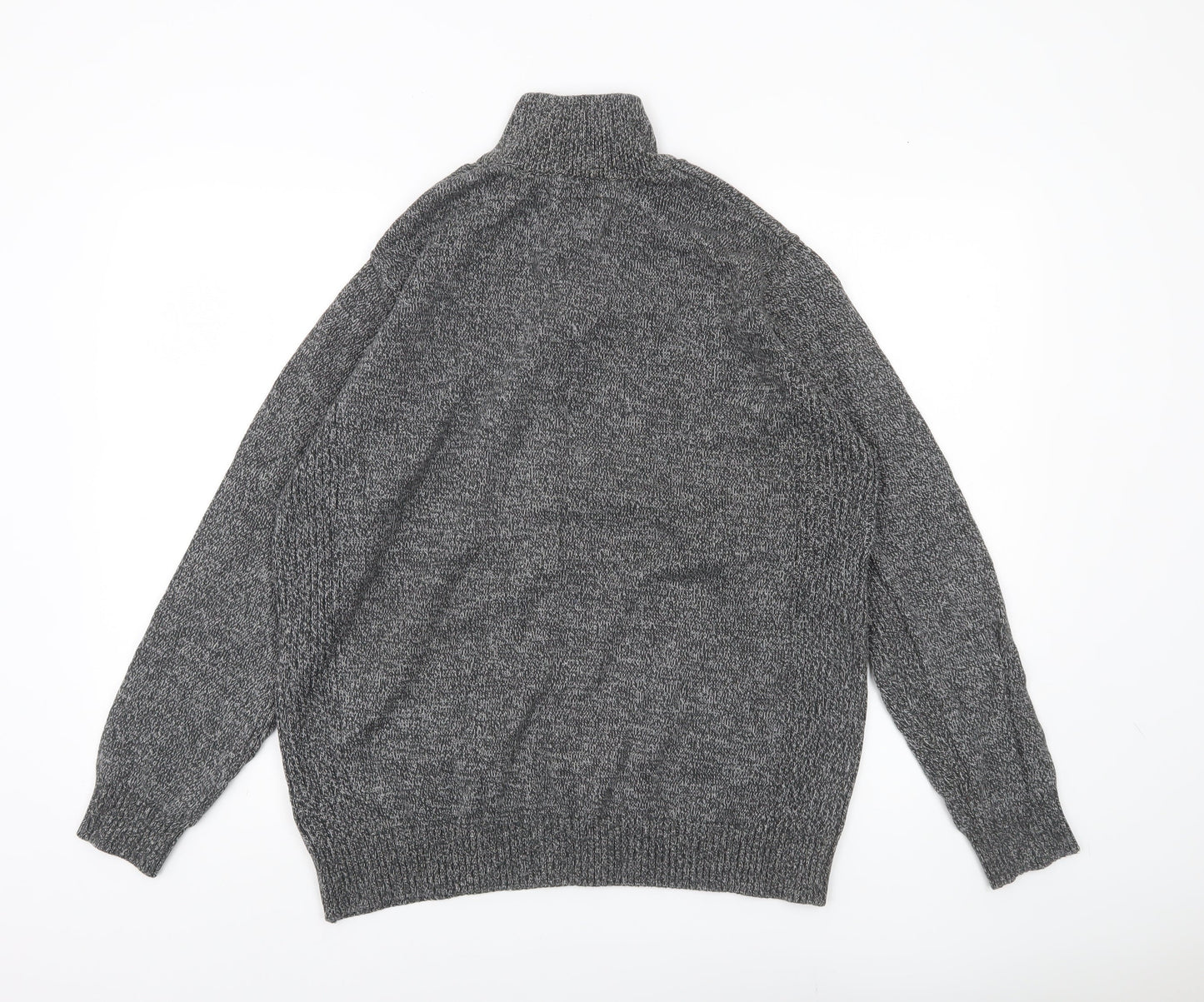 Maine New England Mens Grey Wool Blend 1/4 Zip High Neck Jumper M