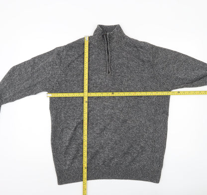 Maine New England Mens Grey Wool Blend 1/4 Zip High Neck Jumper M