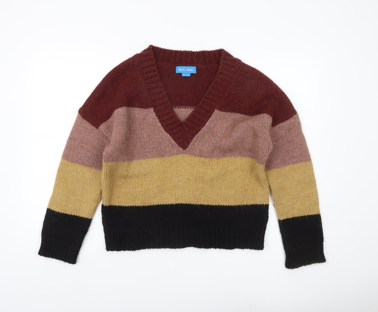 M.i.h Jeans Womens Multicoloured Striped V-Neck Jumper XS