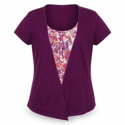 Debenhams Womens Purple Short Sleeve Scoop Neck Top Size 18