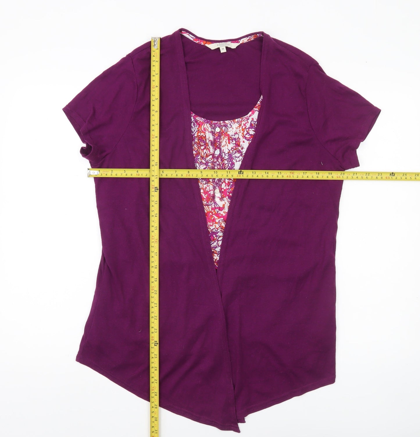 Debenhams Womens Purple Short Sleeve Scoop Neck Top Size 18