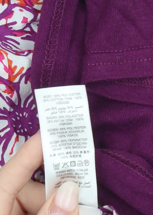 Debenhams Womens Purple Short Sleeve Scoop Neck Top Size 18