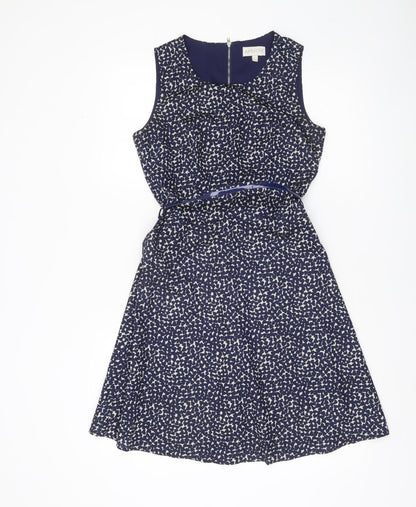 Apricot Women's Blue Fit & Flare Floral Sleeveless Dress UK 8