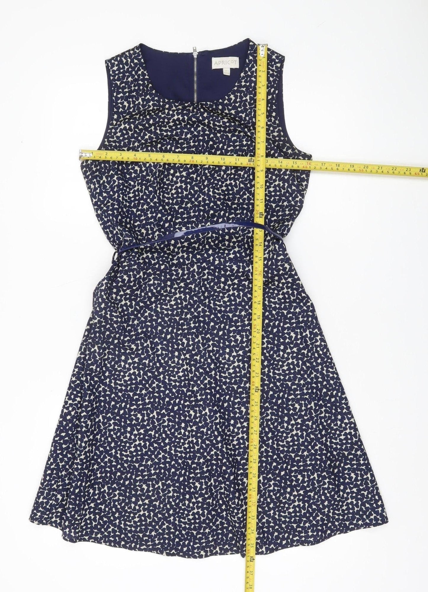 Apricot Women's Blue Fit & Flare Floral Sleeveless Dress UK 8