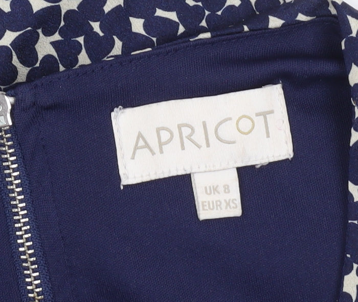 Apricot Women's Blue Fit & Flare Floral Sleeveless Dress UK 8