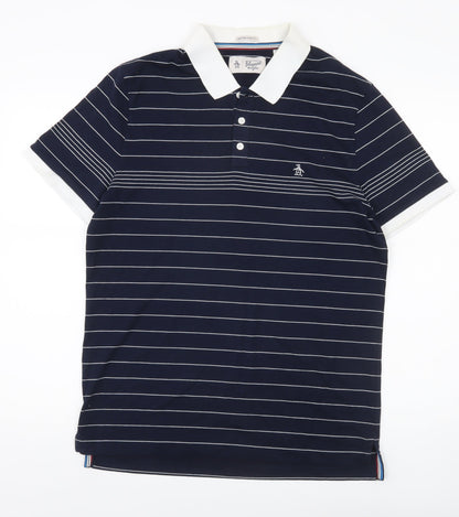 Penguin Men’s Blue Striped Slim Fit Polo Shirt Size L