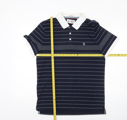 Penguin Men’s Blue Striped Slim Fit Polo Shirt Size L