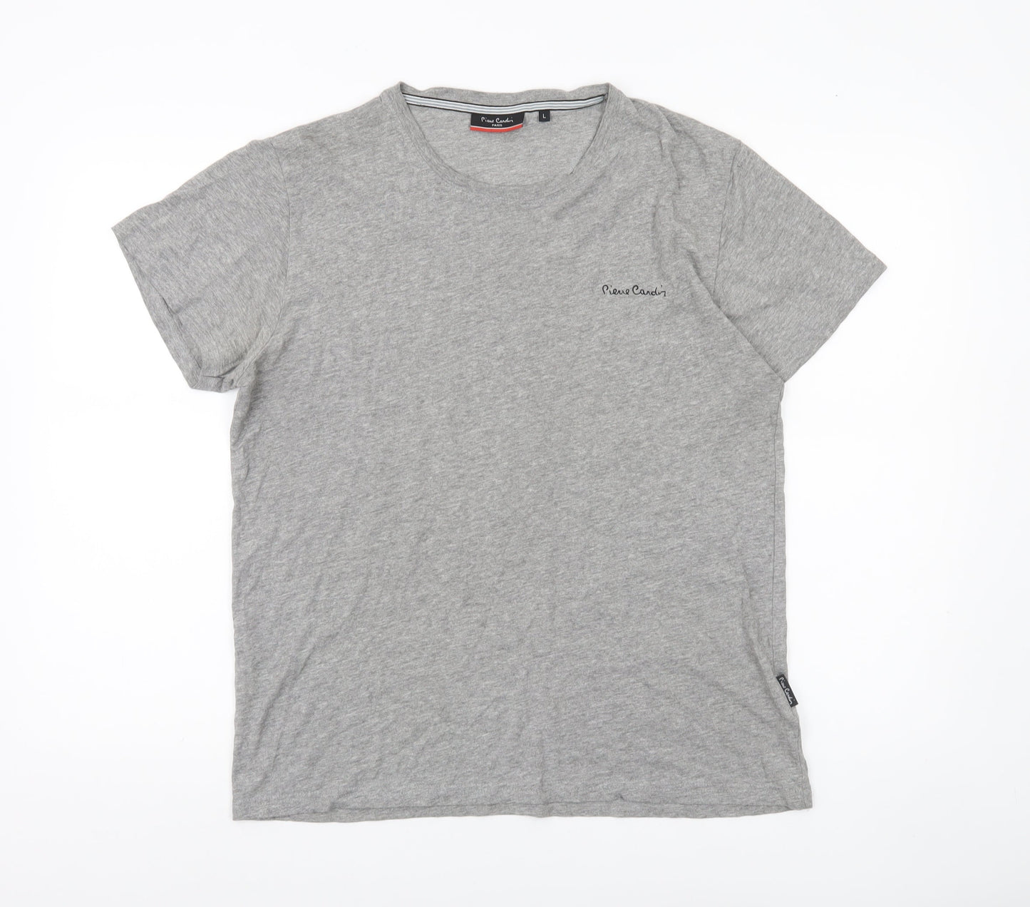 Pierre Cardin Mens Grey Crew Neck Jersey Cotton T-Shirt Size L