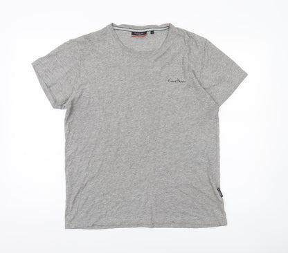 Pierre Cardin Mens Grey Crew Neck Jersey Cotton T-Shirt Size L