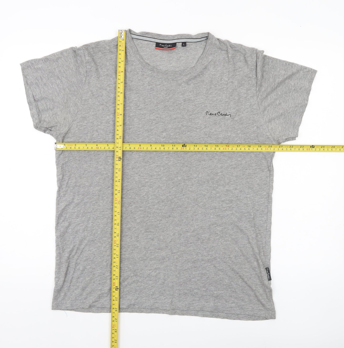 Pierre Cardin Mens Grey Crew Neck Jersey Cotton T-Shirt Size L