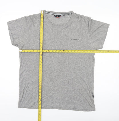 Pierre Cardin Mens Grey Crew Neck Jersey Cotton T-Shirt Size L