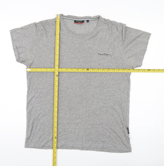 Pierre Cardin Mens Grey Crew Neck Jersey Cotton T-Shirt Size L
