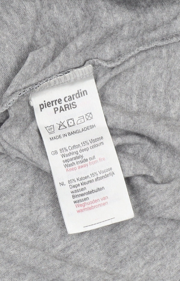 Pierre Cardin Mens Grey Crew Neck Jersey Cotton T-Shirt Size L