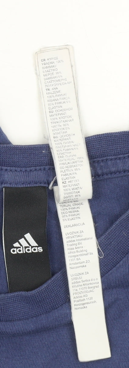 Adidas Boys Blue 11-12 Years Short Sleeve Logo T-Shirt