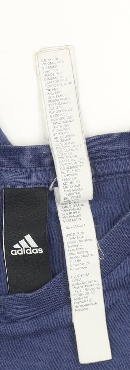 Adidas Boys Blue 11-12 Years Short Sleeve Logo T-Shirt
