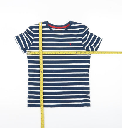 Farah Jeans Boys Blue Striped Cotton T-Shirt 10-11 Years Casual Crew Neck