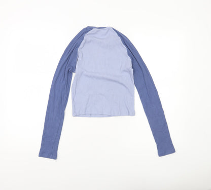 H&M Girls Blue Garfield Long Sleeve Cropped T-Shirt Size 14 Years