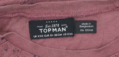 Topman Mens Red XXS Graphic Print Short Sleeve Crew Neck T-Shirt
