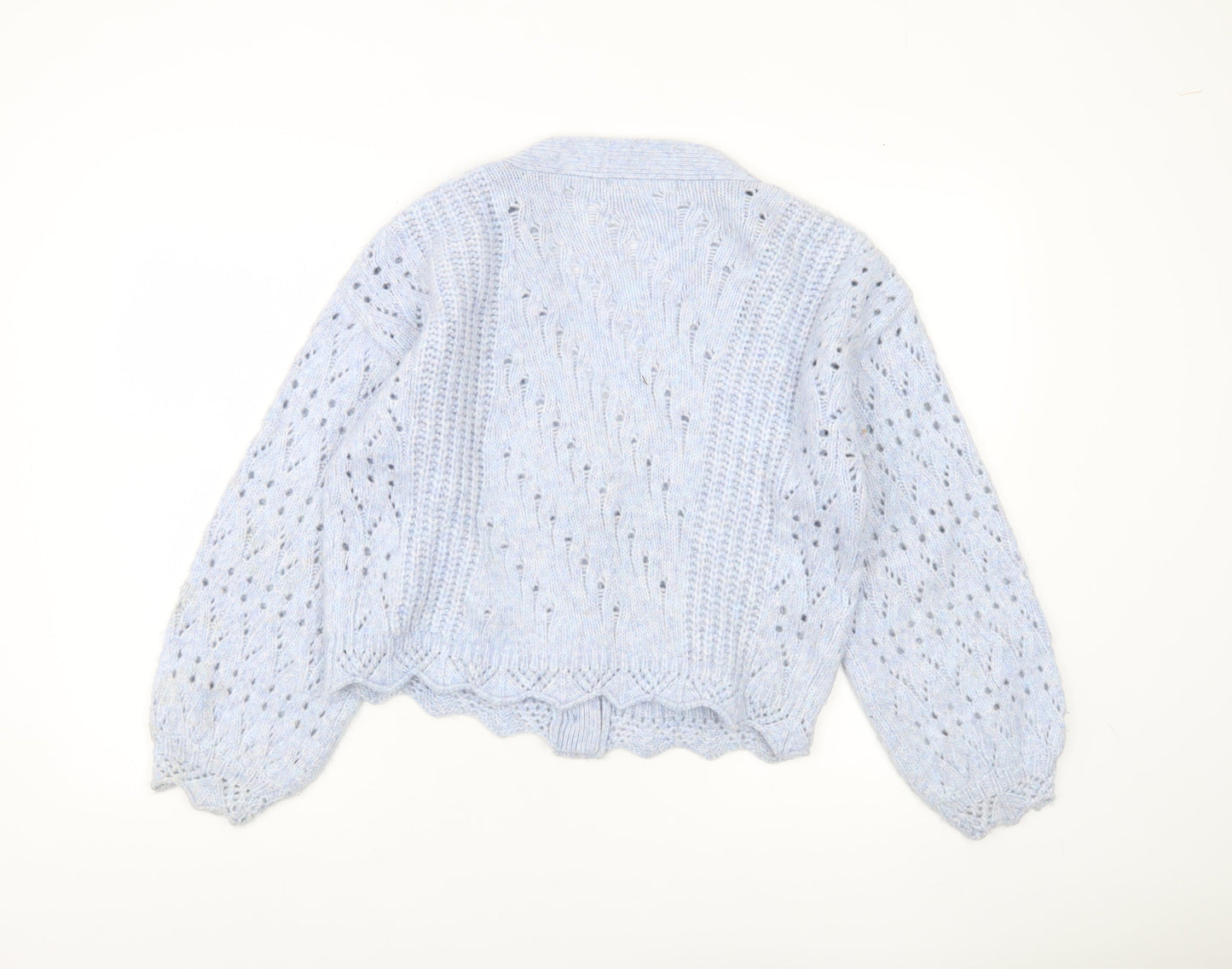 George Women Blue Knit Cardigan Size S V-Neck Long Sleeve