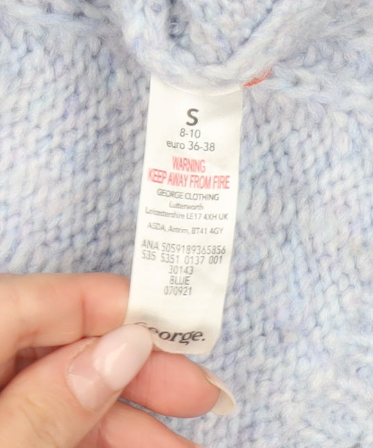 George Women Blue Knit Cardigan Size S V-Neck Long Sleeve