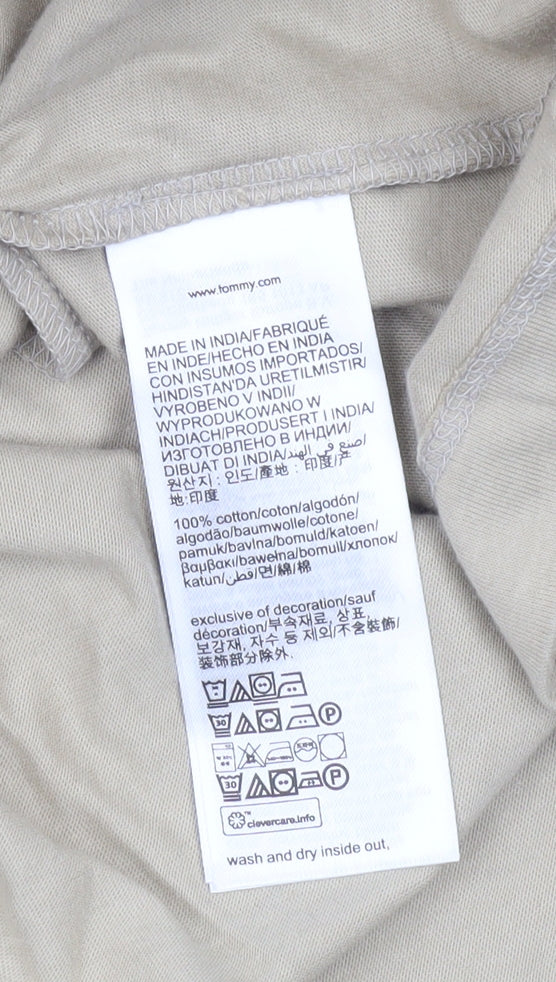 Tommy Hilfiger Men's Beige L Regular Fit Cotton Crew Neck T-Shirt