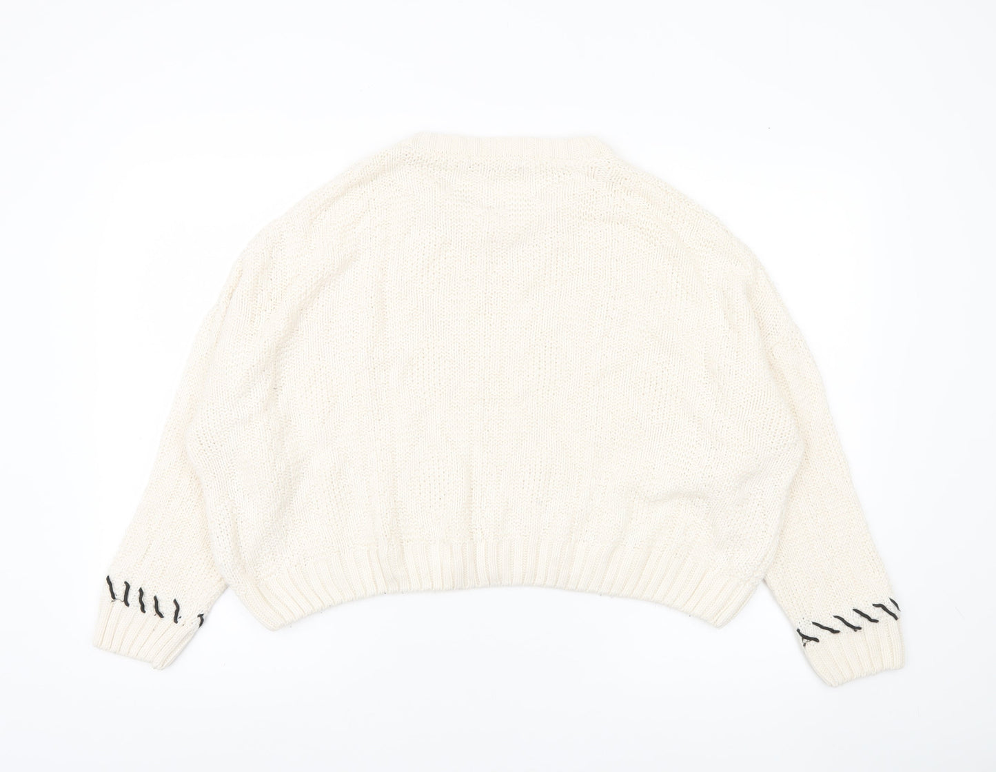 Primark Women’s Ivory Chunky Knit Jumper Size 10 Relaxed Pullover
