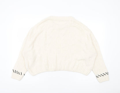 Primark Women’s Ivory Chunky Knit Jumper Size 10 Relaxed Pullover