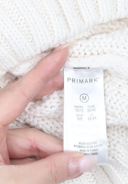 Primark Women’s Ivory Chunky Knit Jumper Size 10 Relaxed Pullover