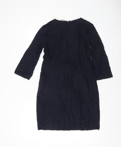 ASOS Women’s Blue Linen Blend Sheath Dress UK 10 Knee Length 3/4 Sleeve