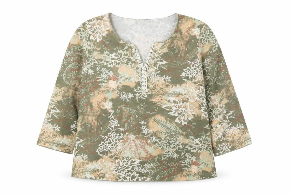 Front view of Principles women’s multicoloured floral tunic blouse, size UK 16