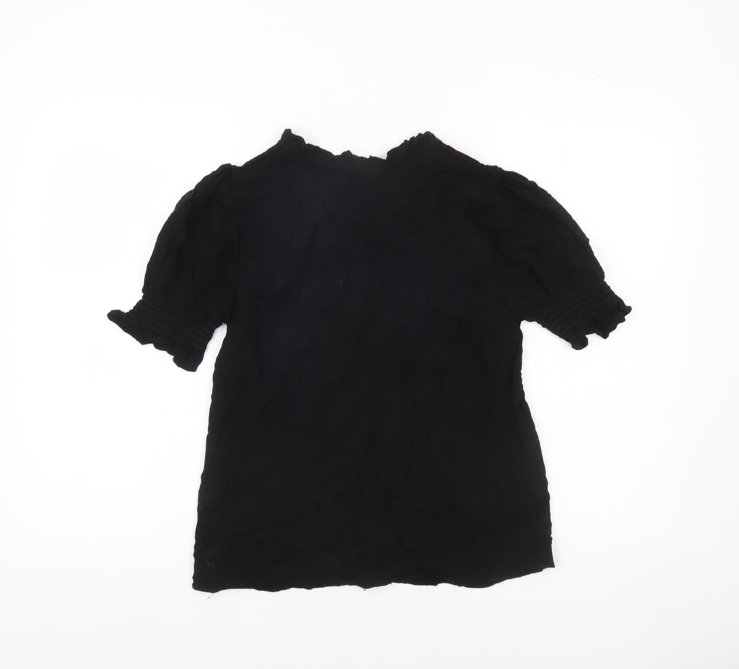 Ro&Zo Women’s Black Viscose Tunic Blouse Size 6 Short Puff Sleeve