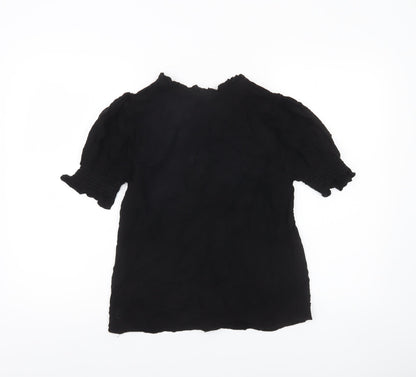 Ro&Zo Women’s Black Viscose Tunic Blouse Size 6 Short Puff Sleeve