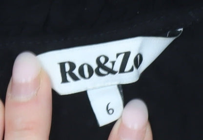 Ro&Zo Women’s Black Viscose Tunic Blouse Size 6 Short Puff Sleeve