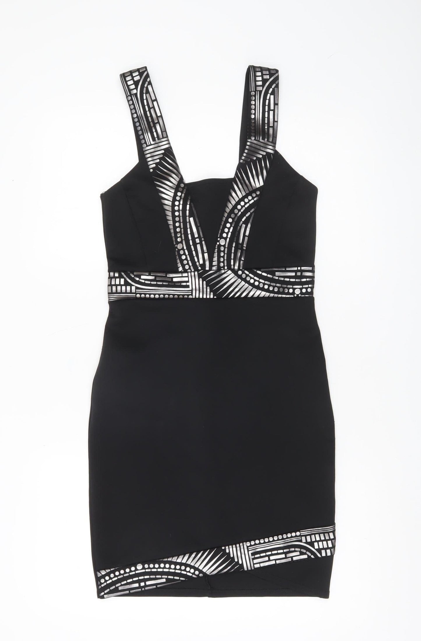 Miss Selfridge Women’s Black Bodycon Party Dress Size 8 Sleeveless V-Neck