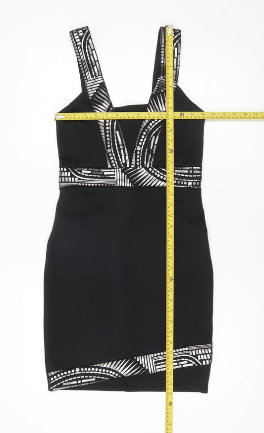 Miss Selfridge Women’s Black Bodycon Party Dress Size 8 Sleeveless V-Neck