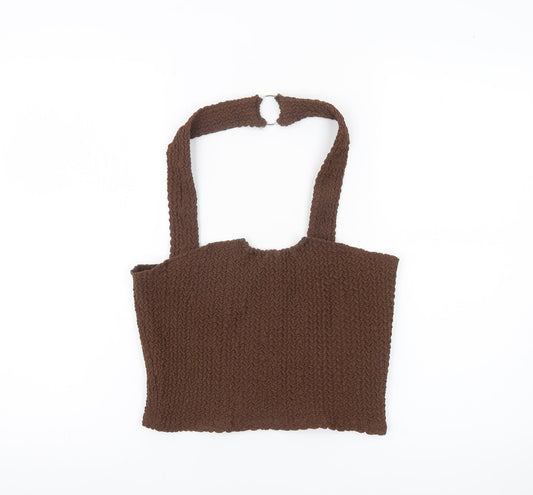 Mango Women Brown Knit Tank Top M Sleeveless Camisole Pullover