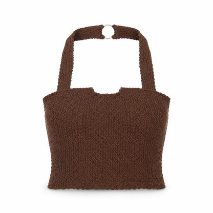 Mango Women Brown Knit Tank Top M Sleeveless Camisole Pullover
