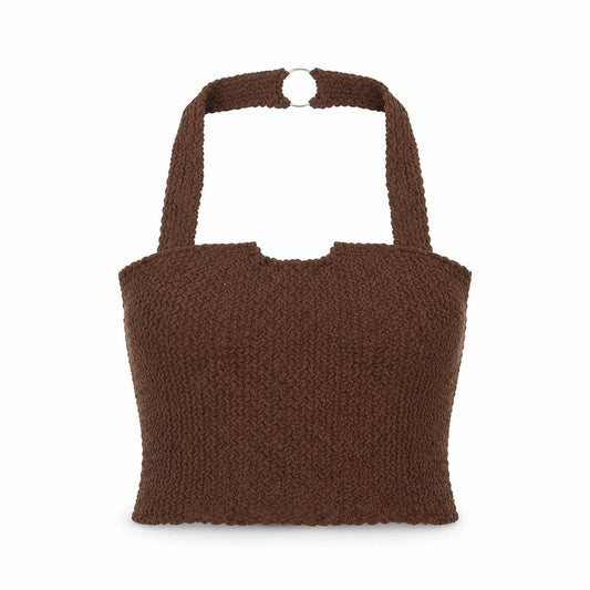 Mango Women Brown Knit Tank Top M Sleeveless Camisole Pullover