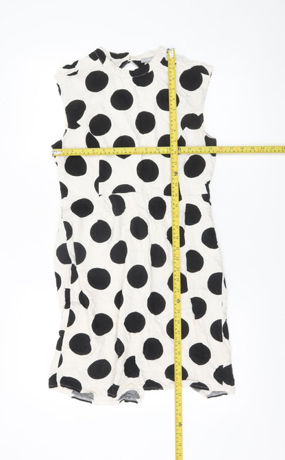 Oliver Bonas Women’s Black White Polka Dot Shift Dress Size 10