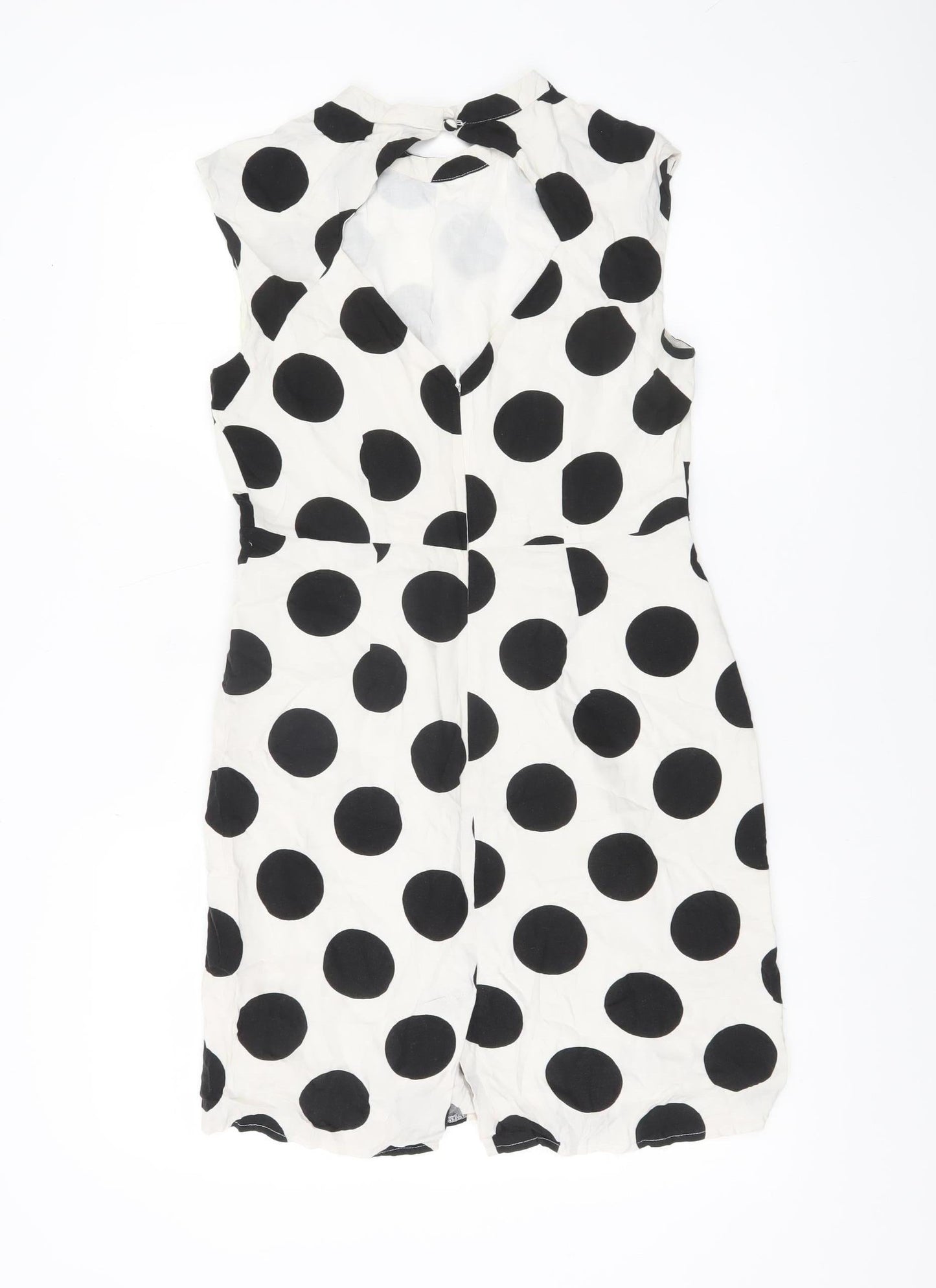 Oliver Bonas Women’s Black White Polka Dot Shift Dress Size 10