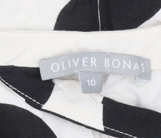 Oliver Bonas Women’s Black White Polka Dot Shift Dress Size 10