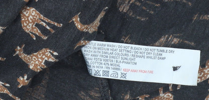 Fat Face Womens Black Giraffe Print Shift Dress UK 6 Short Sleeve