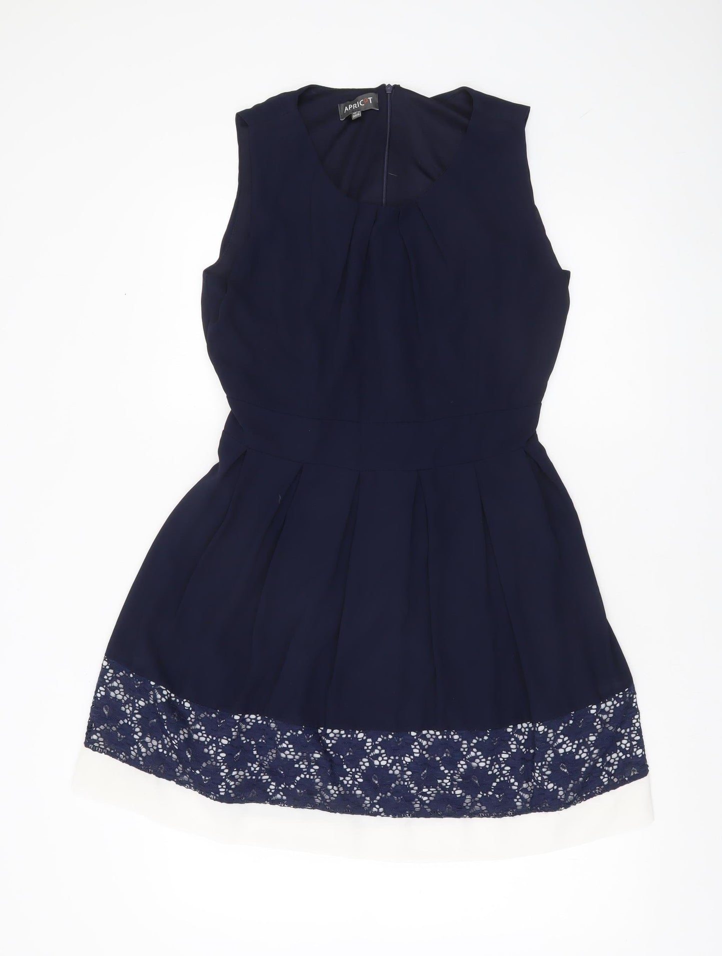 Apricot Women’s Blue Fit & Flare Sleeveless Lace Knee Dress UK 16